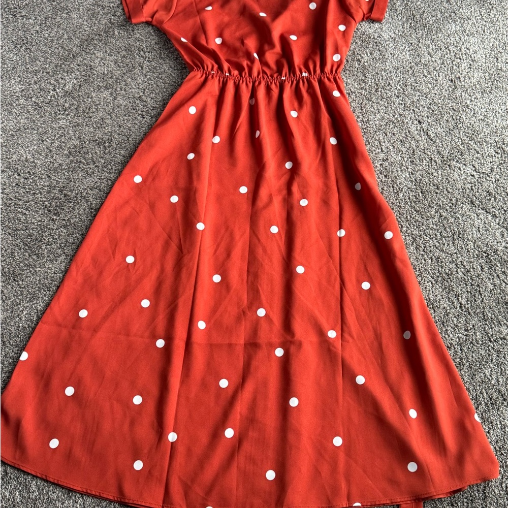 LOFT orangePolka Dot Maxi Dress with Tie - Picture 2 of 3